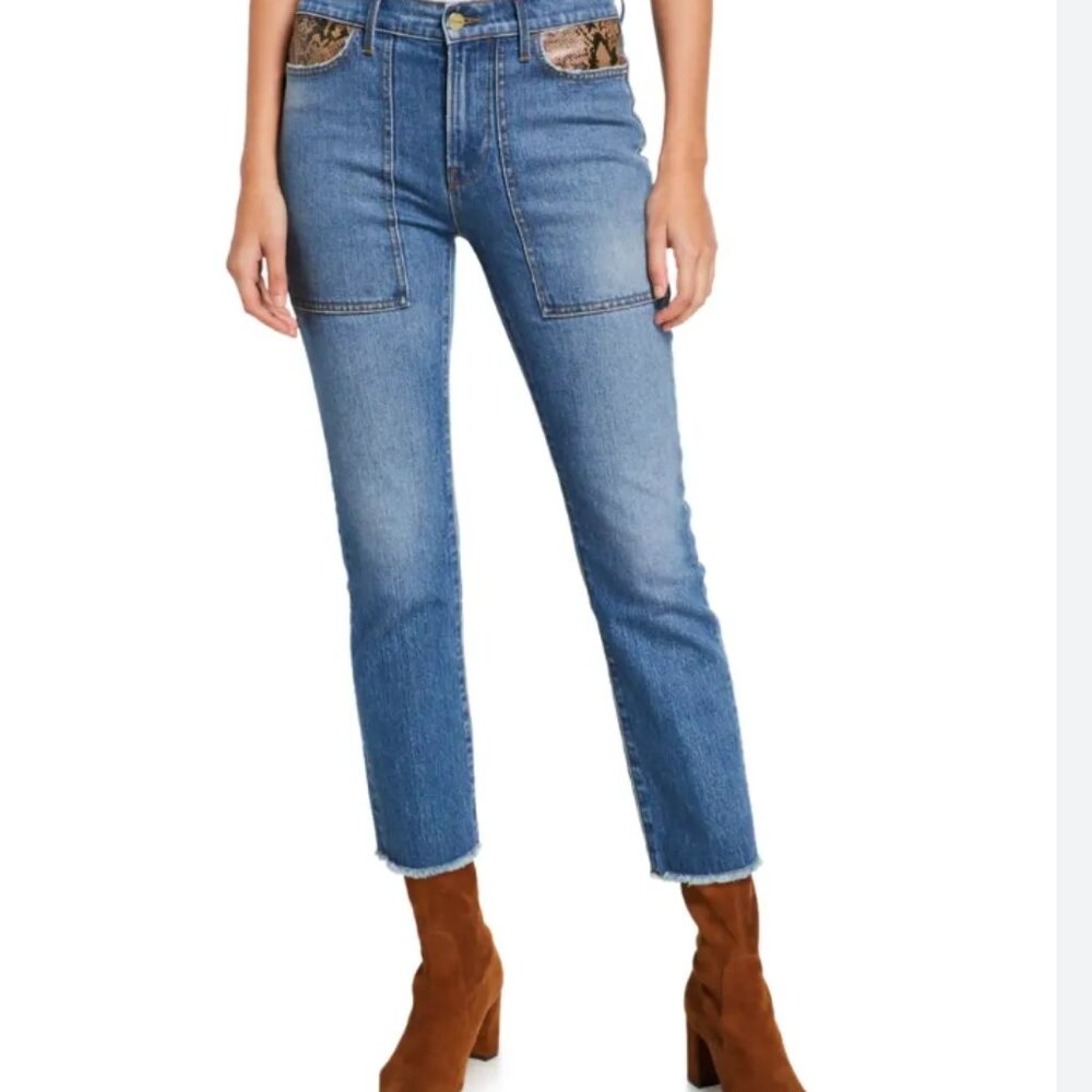 Brand new frame denim FRAME Le High Straight Jeans in Rattler